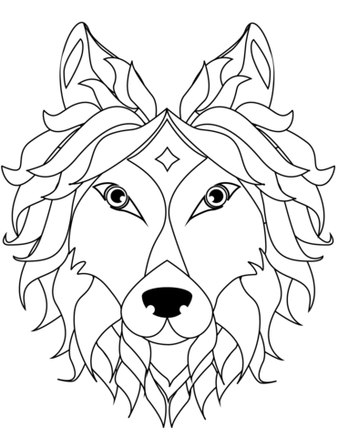 Wolf Head Coloring Page